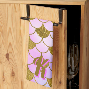 Zeemeerminschaal Patroon Paarse gouden Glitter Ini Theedoek