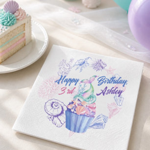 Zeemeerminstaart Cupcake Verjaardag Papieren Serve Servet
