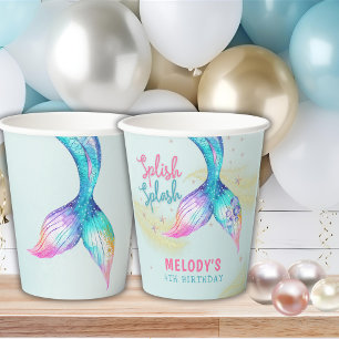Zeemeerminstaart glitters onder de zee verjaardag papieren bekers