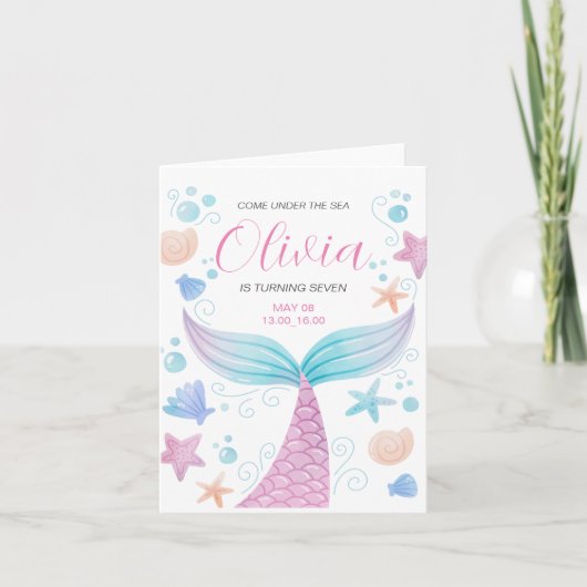 Zeemeerminstaart Onder de Zee Roze Verjaardag  (Voorkant)