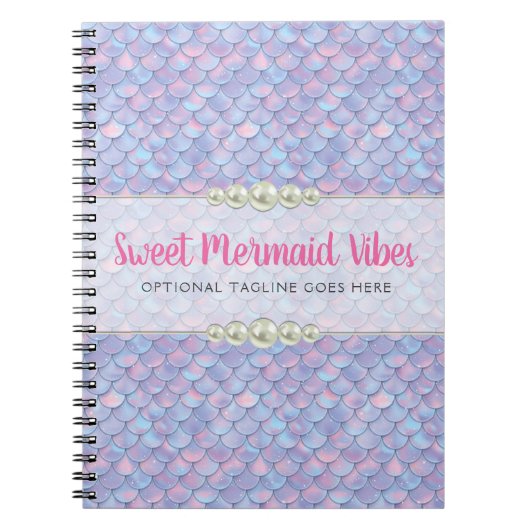 Zeemeerminstaart Schub & Parel Pastel Glitter Boet Notitieboek (Voorkant)