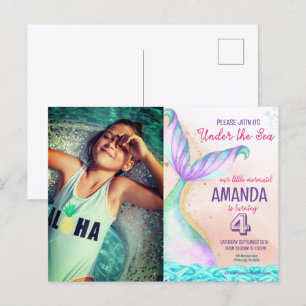 Zeemeerminstaart Waterverf Verjaardag Onder de Zee Briefkaart