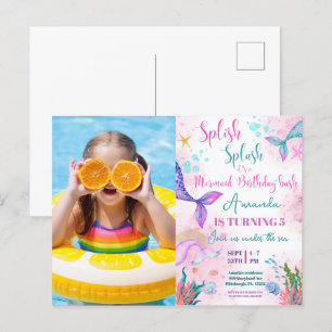 Zeemeerminstaart Waterverf Verjaardag Onder de Zee Briefkaart