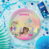 Zeemeervis Dark Hair Cute Rainbow Papier Papieren Bordje (Feest)