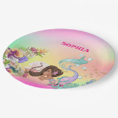 Zeemeervis Dark Hair Cute Rainbow Papier Papieren Bordje (Gekanteld)