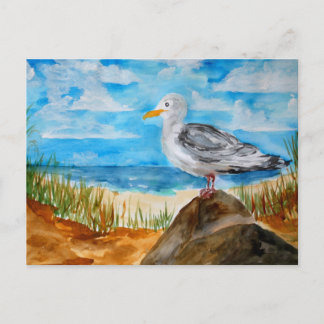 Zeemeeuw bij de strand briefkaart