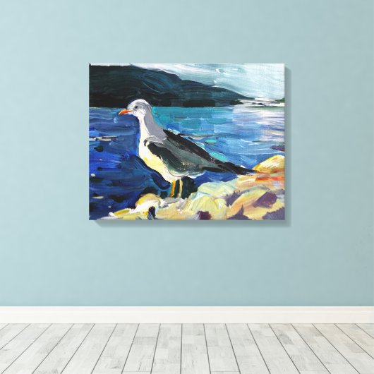 zeemeeuw canvas afdruk (Insitu (Houten vloer))