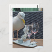 Zeemeeuw en lege glazen uitzicht briefkaart (Voorkant / Achterkant)
