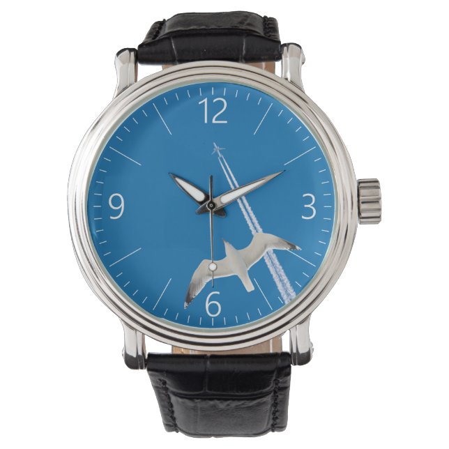 Zeemeeuw en vliegtuig horloge (Voorkant)