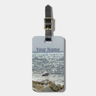 Zeemeeuw en zee bagagelabel