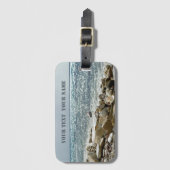 Zeemeeuw en zee bagagelabel (Voorkant (verticaal))