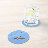 Zeemeeuw in de lucht in de blauwe hemel ronde kartonnen onderzetter (Insitu)