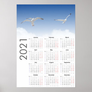 Zeemeeuw Kalender 2021 Poster - maandag eerst