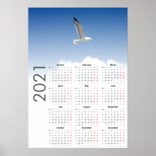 Zeemeeuw Kalender 2021 Poster - maandag eerst