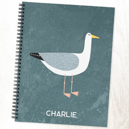 Zeemeeuw kustvogel gepersonaliseerd notitieboek