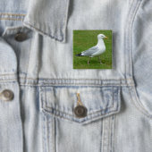 Zeemeeuw loopt in het Park Vierkante Button 5,1 Cm (In situ)