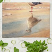 Zeemeeuw op een strand theedoek (Gevouwen)