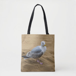 Zeemeeuw op een zandig strandCanvas tas