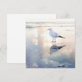 Zeemeeuw op het strand feestdagenkaart (Voorkant / Achterkant)