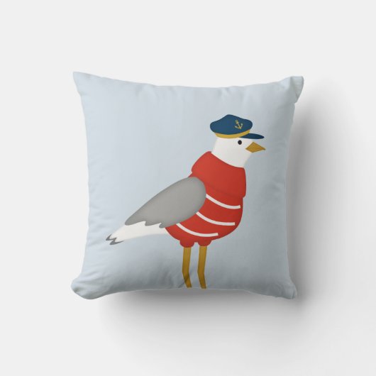 Zeemeeuw Pillow, Cute Nautical Nursery Pillow Kussen (Voorkant)