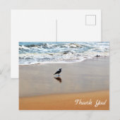 Zeemeeuw Reflectie, Zand en Ocean Beach Bedankt Briefkaart (Voorkant / Achterkant)