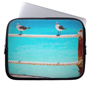 Zeemeeuw strand vogels turquoise oceaan foto kust laptop sleeve
