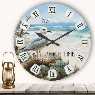 Zeemeeuw strandtijd ronde klok