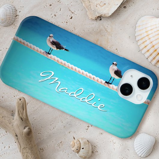 Zeemeeuw vogel oceaan foto aangepaste naam script  Case-Mate iPhone case