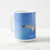 Zeemeeuw Vogel Psalm Bijbel Verse Strand Mok Cup (Voorkant links)