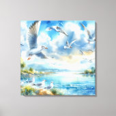 Zeemeeuw Waterverf schilderij Canvas Afdruk (Voorkant)