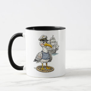 ZeeMeeuw Zeiler met Touw en Scheepsachtergrond Mok