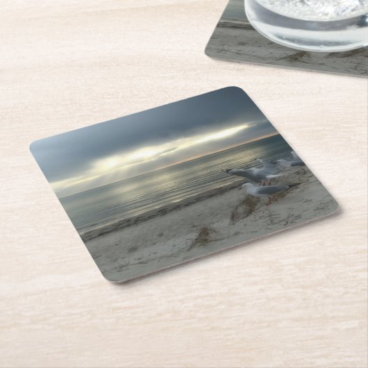 Zeemeeuwen aan het strand - Mooie Foto Onderzetter (Schuin)