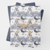 Zeemeeuwen en zeesterren Gold Stars Nautical Inpakpapier Vel (In situ)