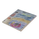 Zeemeeuwen op het strand Keramische Tegel Tegeltje (Zijkant)