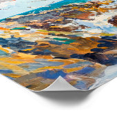 Zeemeeuwen over golven impressionistisch oceaantaf poster (Hoek)