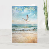 Zeemeeuwen Vliegen Op Een Strand Verjaardag Kaart (Voorkant)