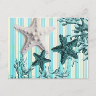 zeemijlpalen zeekblauwe zeesterren briefkaart