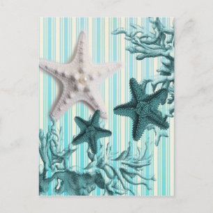 zeemijlpalen zeekblauwe zeesterren briefkaart