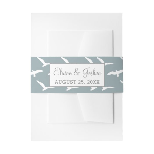 zeemleder in duusky blue strand - buikband uitnodigingen wikkel (Voorkant Voorbeeld)