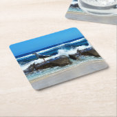 zeemleder op de balkstokken, vierkante kartonnen onderzetter (Schuin)