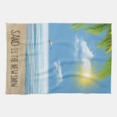 Zeemstrand met palmvaten theedoek (Horizontaal)