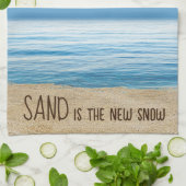 Zeemstrand met palmvaten theedoek (Gevouwen)