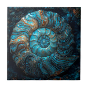 Zeeoor en Parel Nautilus Schelp Tegeltje