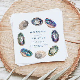 Zeeoorlogsschelp Kleurrijke Aquarel Strand Bruilof Servet