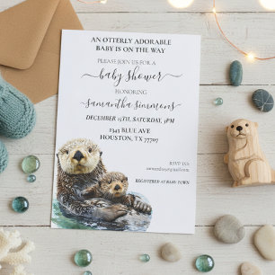 Zeeotter Babyshower Lieflijke Waterverf Kaart