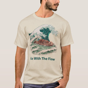Zeeotter Ga met de Stroom Mee - Grote Golf Japans T-shirt