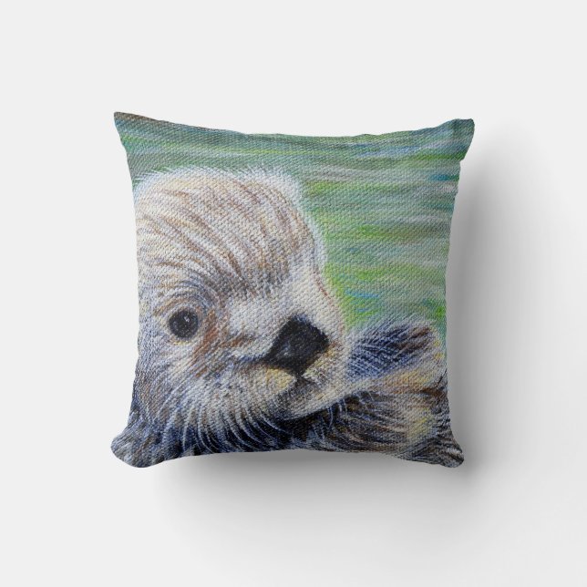 Zeeotter Schilderij Kussen (Voorkant)
