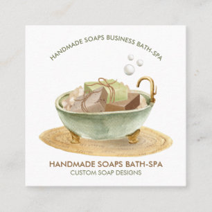 Zeep branding badbom badkuip spa vierkante visitekaartje