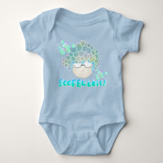Zeep Bubbels baby boy blauw Romper (Voorkant)