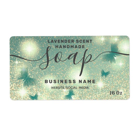 Zeep-etiket met glittery Butterfly-script Etiket (Voorkant)